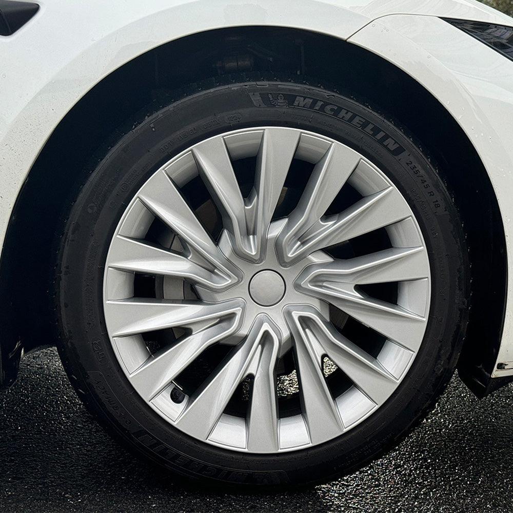 Nova Style Wheel Hubcaps (Set of 4) for Tesla 2024+ Model 3 Highland 18'' Photon Wheels (Inspired by 19'' Nova Wheels) - Evooor