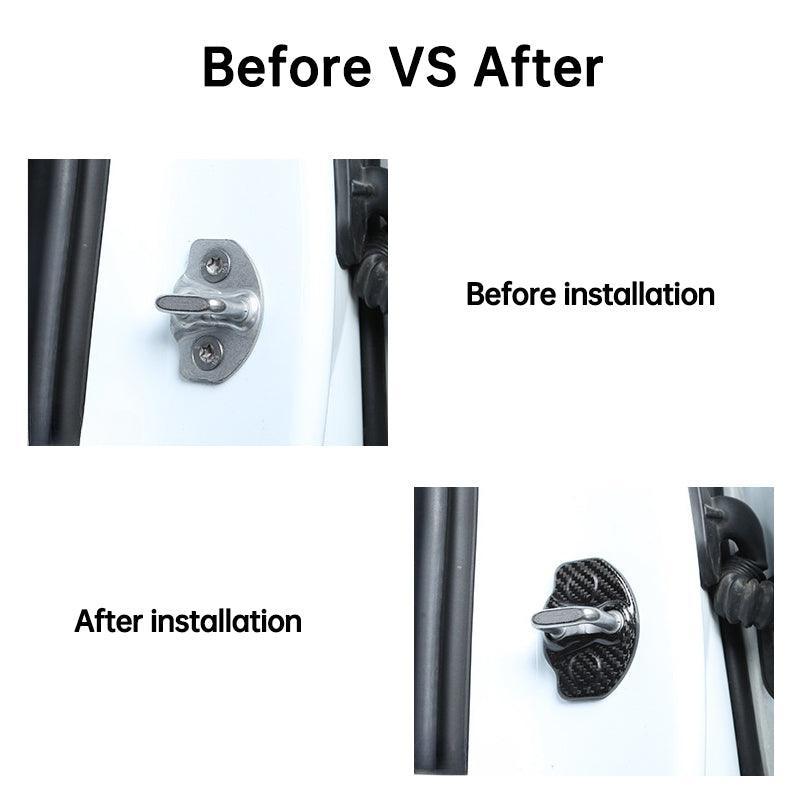 Model 3/Y [Real Carbon Fiber] Tesla Door Latch Lock Cover Protector For Tesla(4pc) (2017-2023) - Evooor