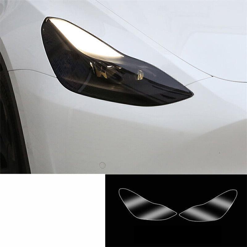 Model 3/Y Headlamps Protector Film-TPU Smoked Black Headlights Accessories 1 Pair For Tesla (2017-2023) - Evooor