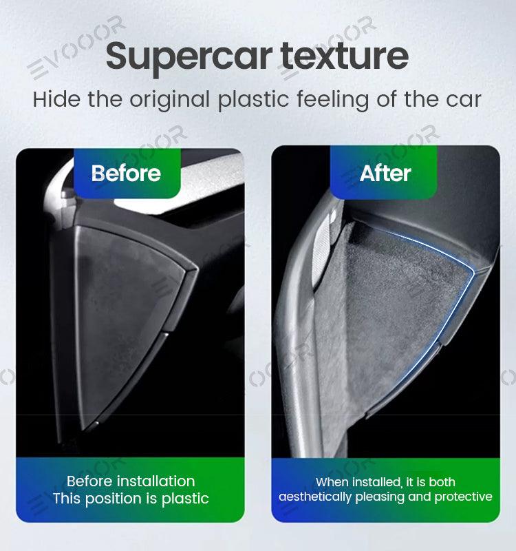 Tesla Alcantara Dashboard Sides Triangular Stickers 2 PCS For 2024 Model 3 Highland - Evooor