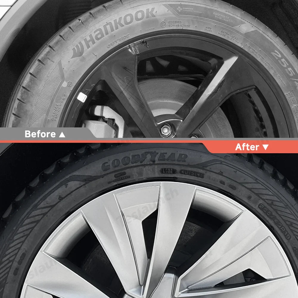 Set of 4 High-Quality 19'' Crossflow Wheel Covers Compatible with Tesla Model Y 2025+ - Sleek Helix 2.0 Design - Evooor