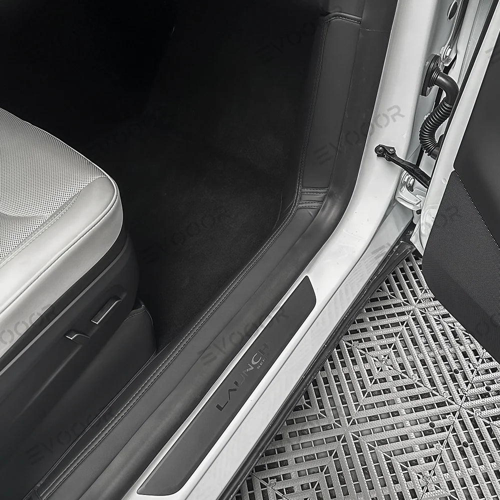 Napa Leather Door Sill Protectors 4-Piece Set – Full Coverage for Tesla Model Y Juniper 2025+