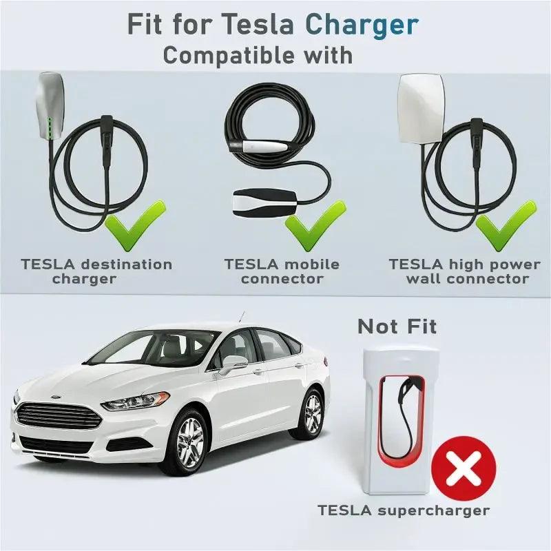 Electric Vehicle Charger Cable for NACS and Tesla Vehicles with J1772 Adapter Connection - Evooor