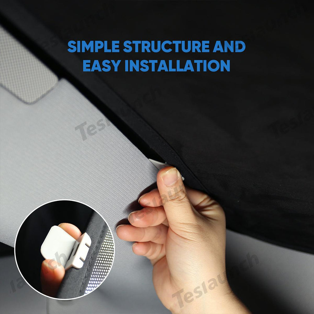 Enhanced Sunroof Sunshade with Reflective Ice Crystal and Suede for Tesla Model 3 - Optimized Shade for 2024 Edition - Evooor
