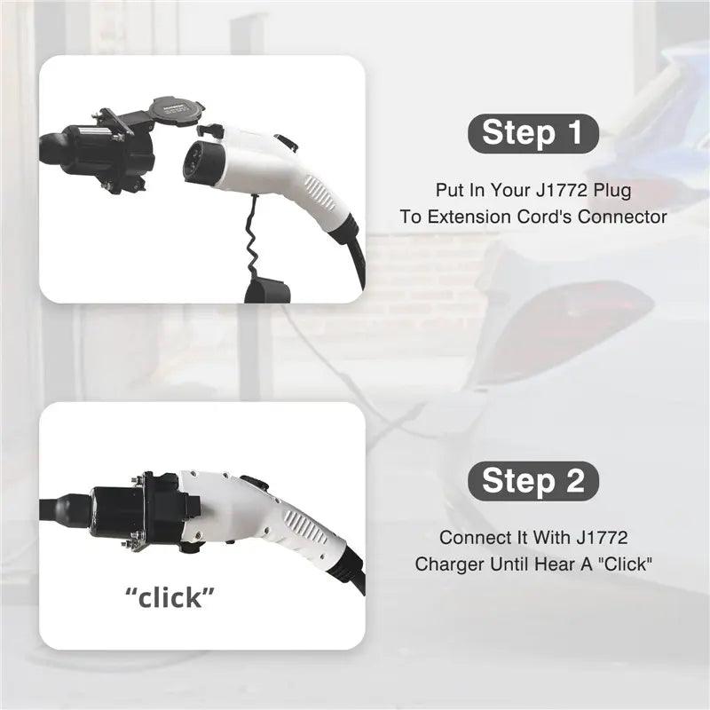 SAE J1772 Type 1 EV Charger Extension Cord - Universal Compatibility for Electric Vehicle Charging - Evooor