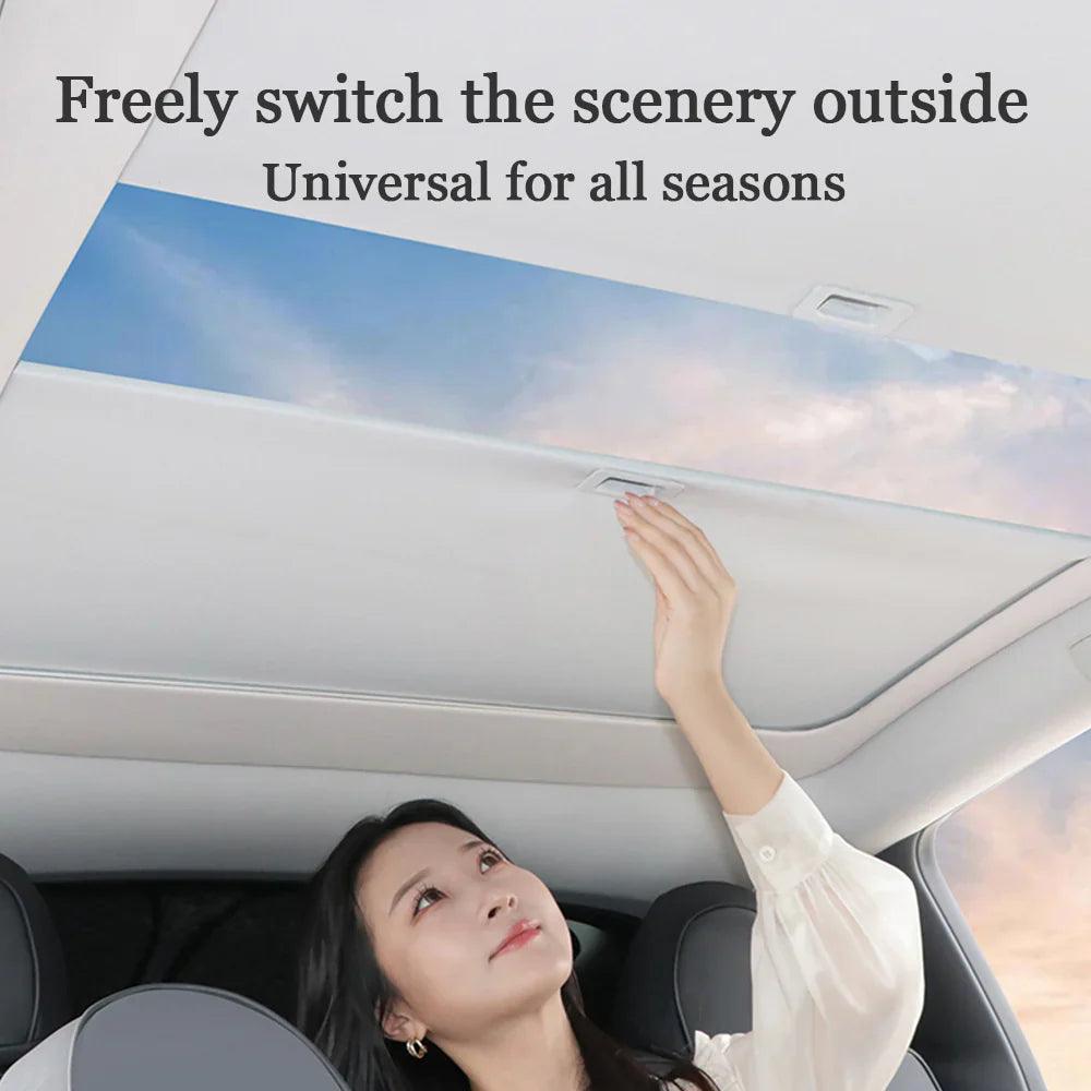 Sunshade Cover for Tesla Model 3/Y - Roll-Up Retractable Canopy with Fabric Design - Evooor