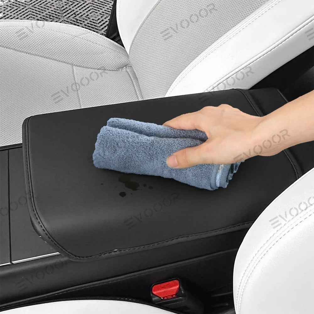 Nappa Leather Center Console Armrest Cover – Stylish Protection for Tesla Model Y Juniper 2025+