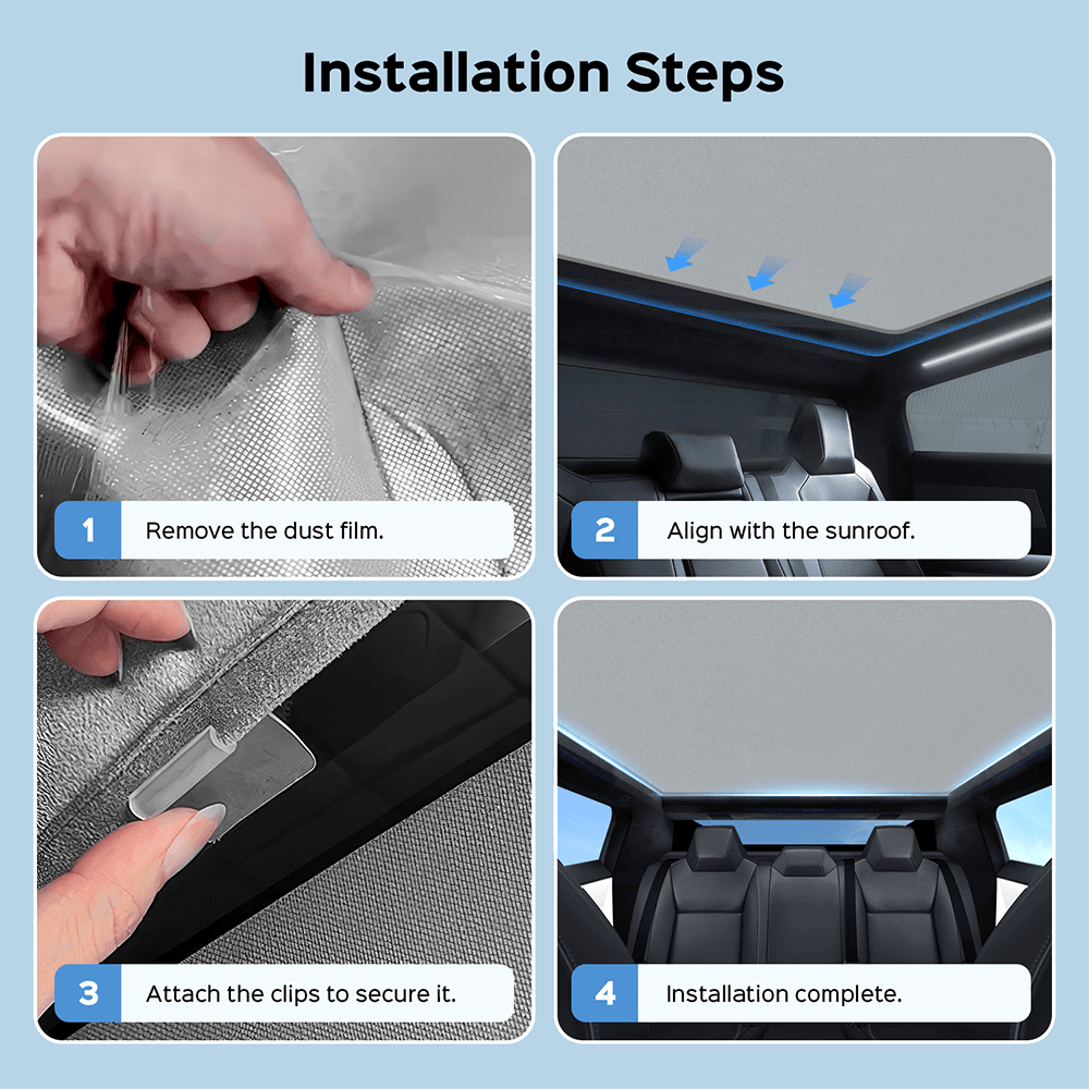 Electrostatic Adsorption Sunroof Ice Crystal Glass Roof Sunshade for Cybertruck - Evooor