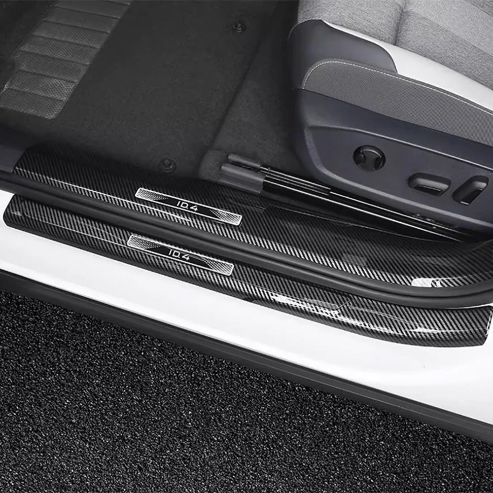 Leather Carbon Fiber Texture Door Sill For VW ID.4 2021-2025 - Evooor
