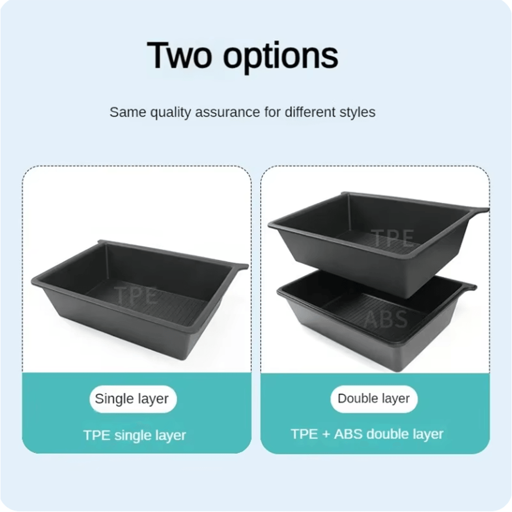 Double Layer Underseat Storage Box Organizer for Tesla Model X 2023+: Durable TPE+ABS Design - Evooor