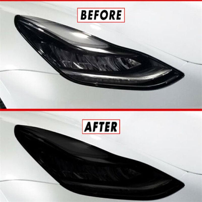 Model 3/Y Headlamps Protector Film-TPU Smoked Black Headlights Accessories 1 Pair For Tesla (2017-2023) - Evooor
