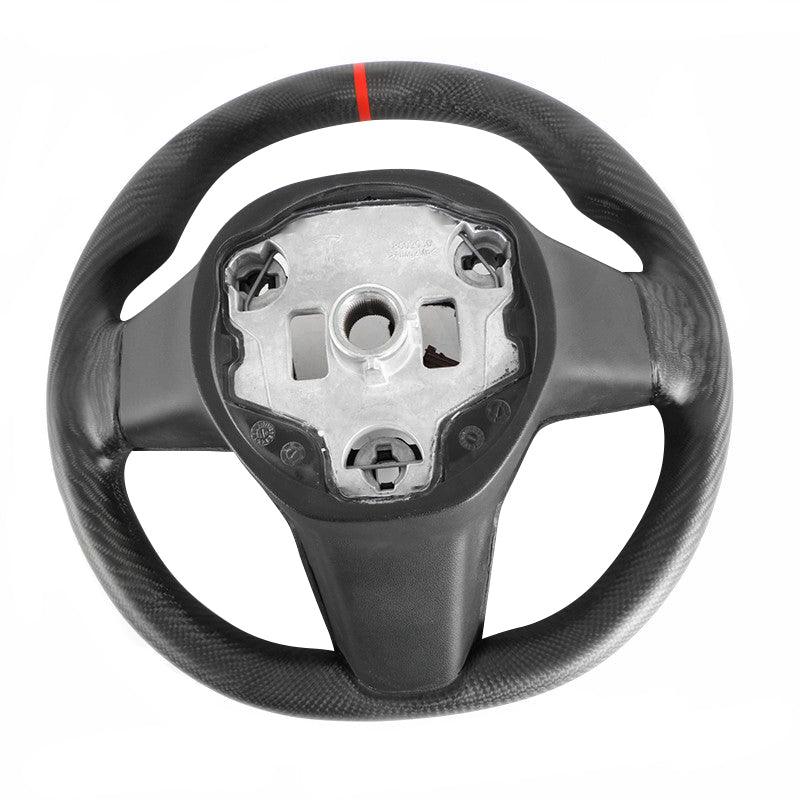 Luxury Full Carbon Fiber Steering Wheel Upgrade for Tesla Model 3 and Model Y - Evooor