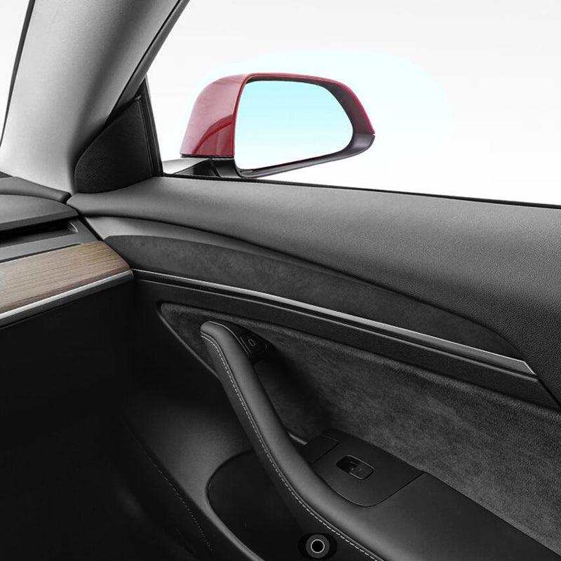 Model 3/Y Alcantara Interior Front Door Trim Panel Caps for Tesla Model 3 (2021-2023) and Model Y 2023 - Evooor
