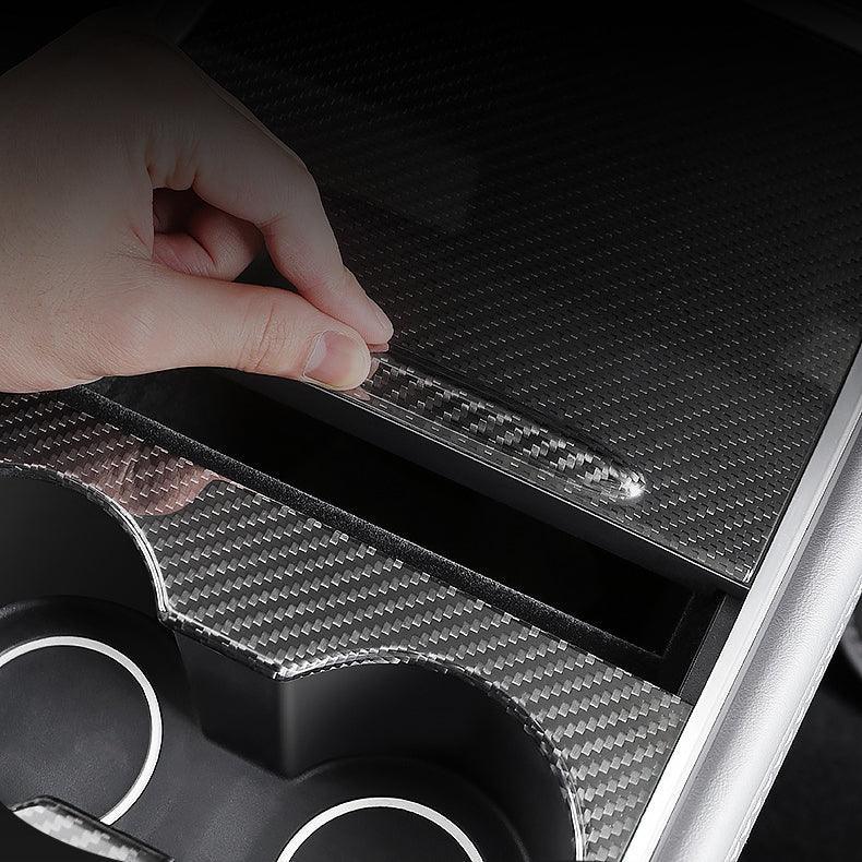 [Real Carbon Fiber] Model 3/Y Center Console Overlays With Key Card Slot (Gen. 2) for Tesla(2021-2023) - Evooor
