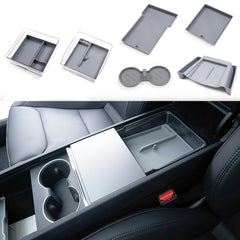 2024TeslaModel3 Highland Center Console Organizer Vassoio Progettato Per Bracciolo Scatola di Contenitore Tazza di Ricarica Senza Fili Set di Tappetini