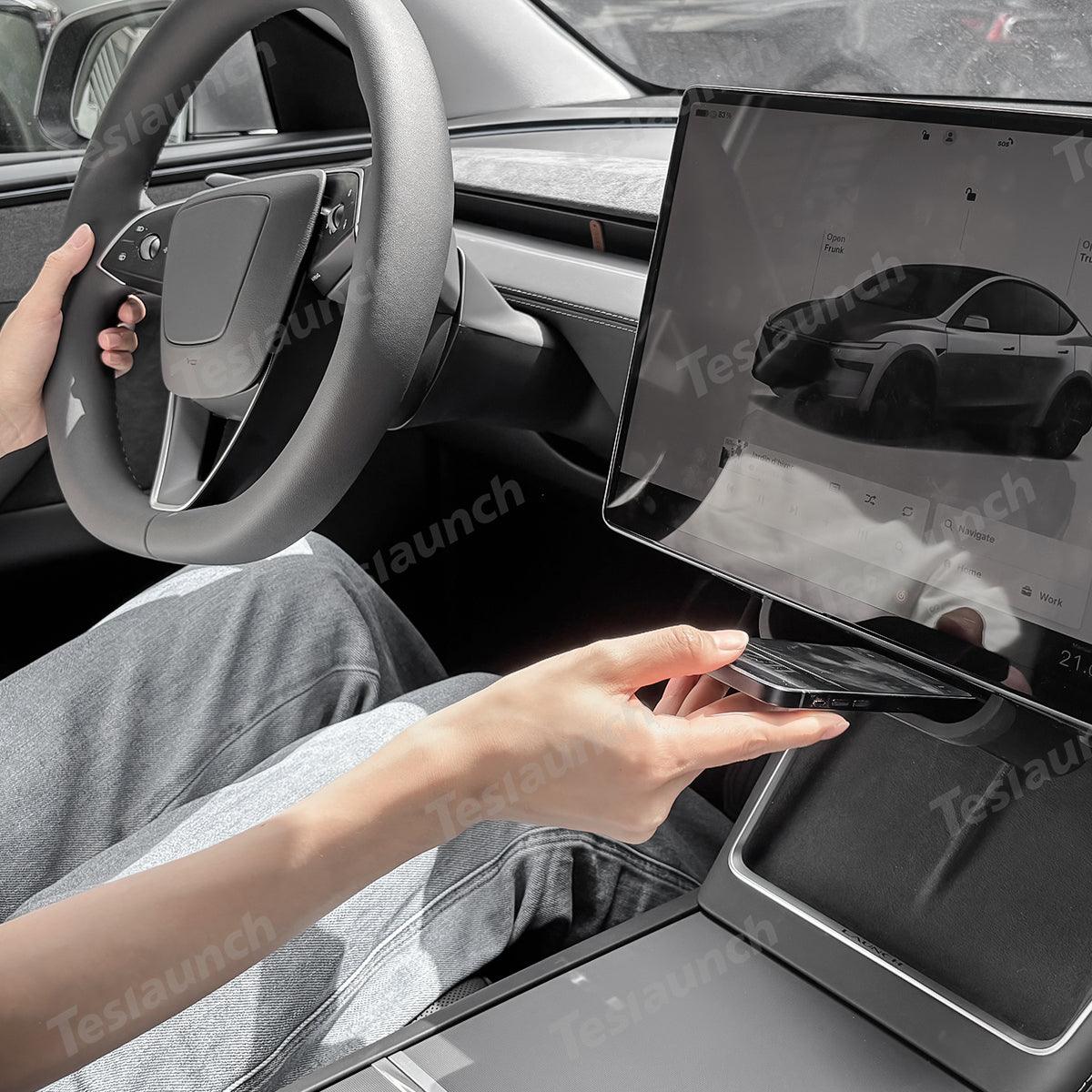 Under Central Control Screen Hidden Storage Box with Tray for Tesla Model Y Juniper 2025+ - Evooor