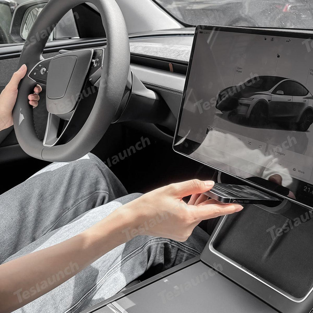 Under Central Control Screen Hidden Storage Box with Tray for Tesla Model Y Juniper 2025+ - Evooor