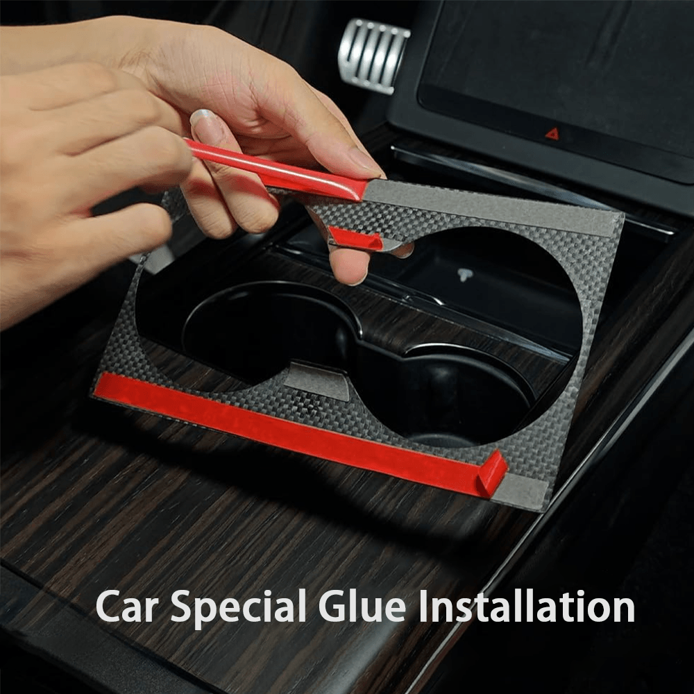 Carbon Fiber Cup Holder Cover for Tesla Model S/X - Premium Console Accessory for 2022 and Beyond - Evooor