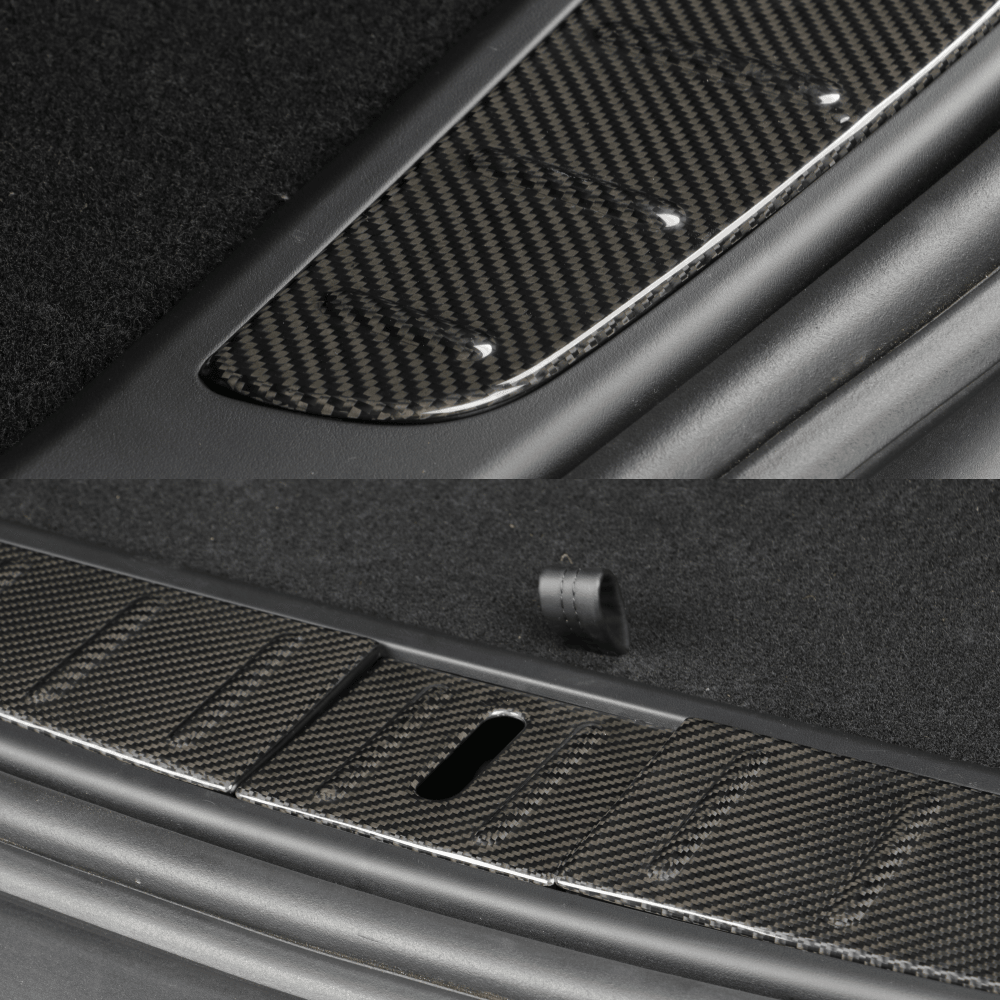 High-Quality Carbon Fiber Trunk Sill Protectors Set for Tesla Model X 2022 and Beyond - Evooor