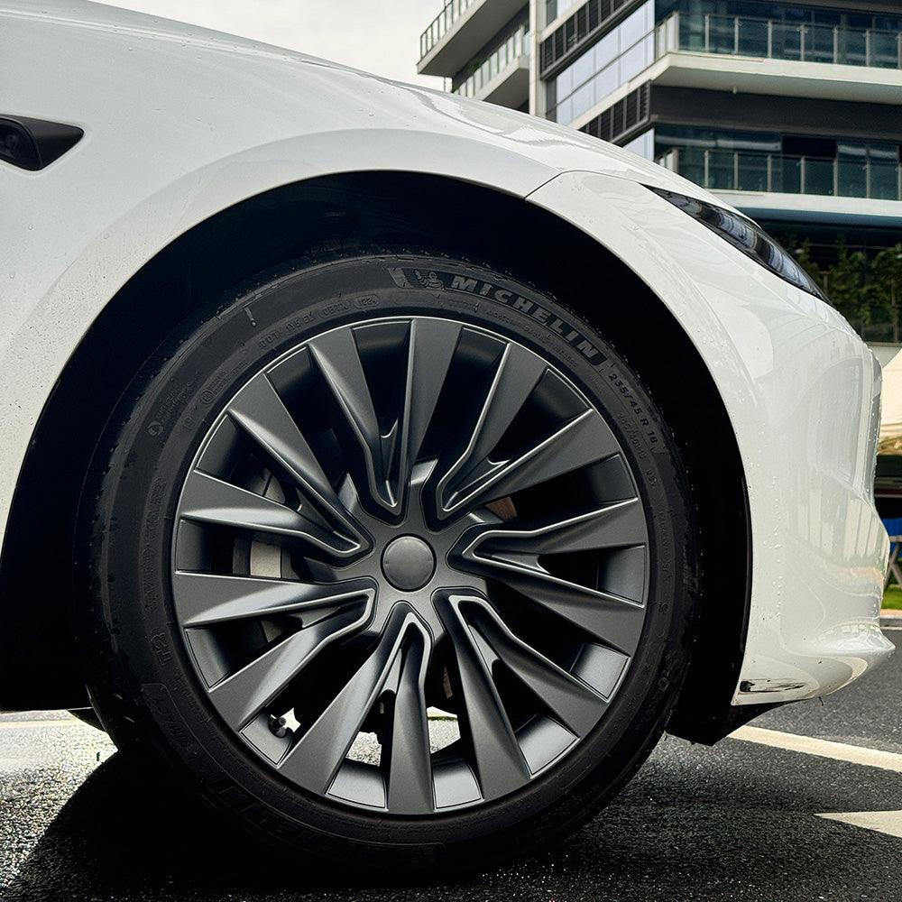 Nova Style Wheel Hubcaps (Set of 4) for Tesla 2024+ Model 3 Highland 18'' Photon Wheels (Inspired by 19'' Nova Wheels) - Evooor