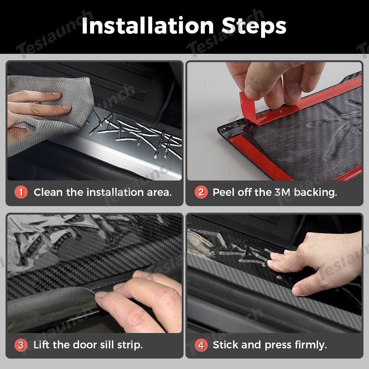 [Real Carbon Fiber] Front Door Sill Protector for Tesla Cybertruck (2 Pcs) - Evooor