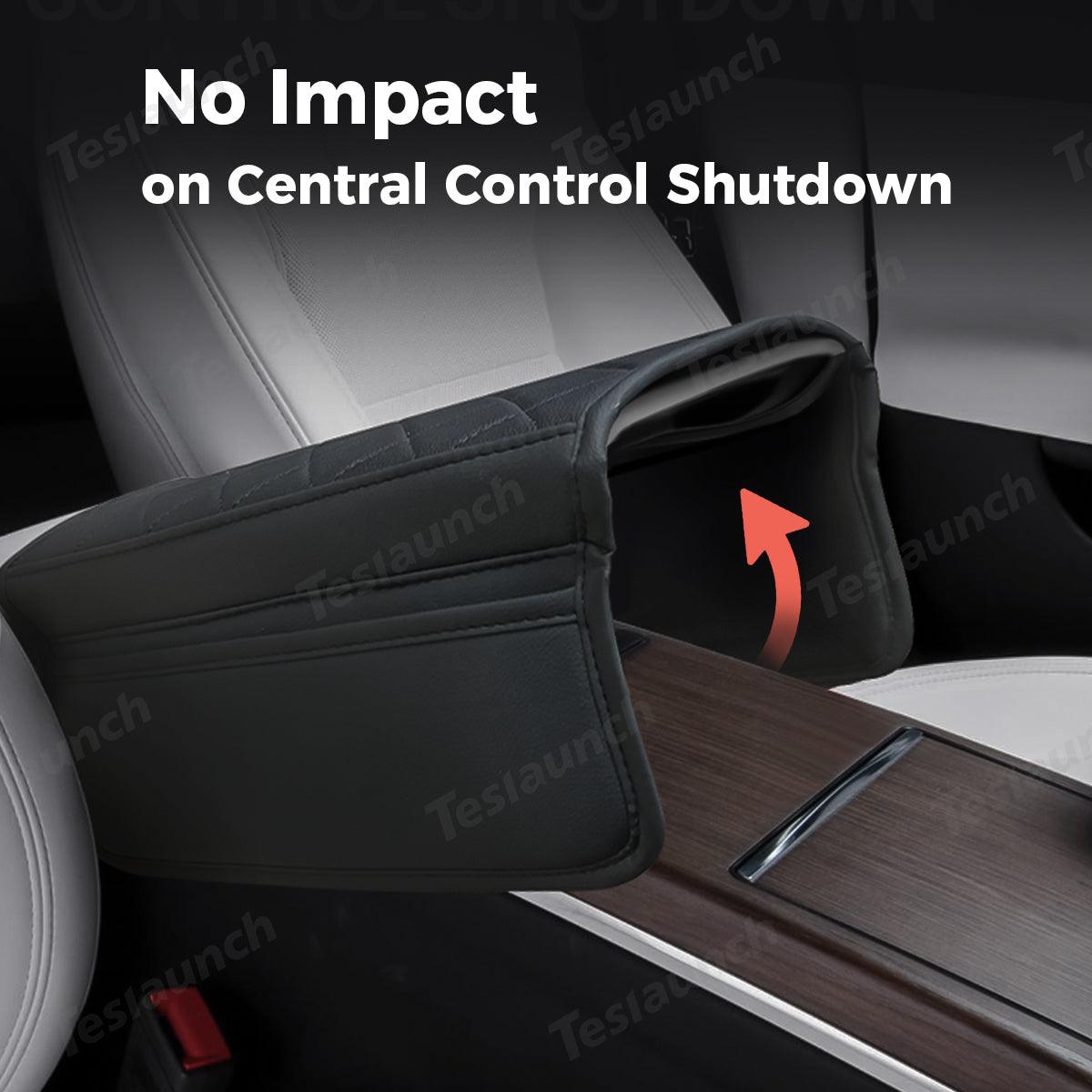 Diamond-Pattern Leather Center Armrest Cover with Pockets for Tesla Model S/X 2021+ - Evooor