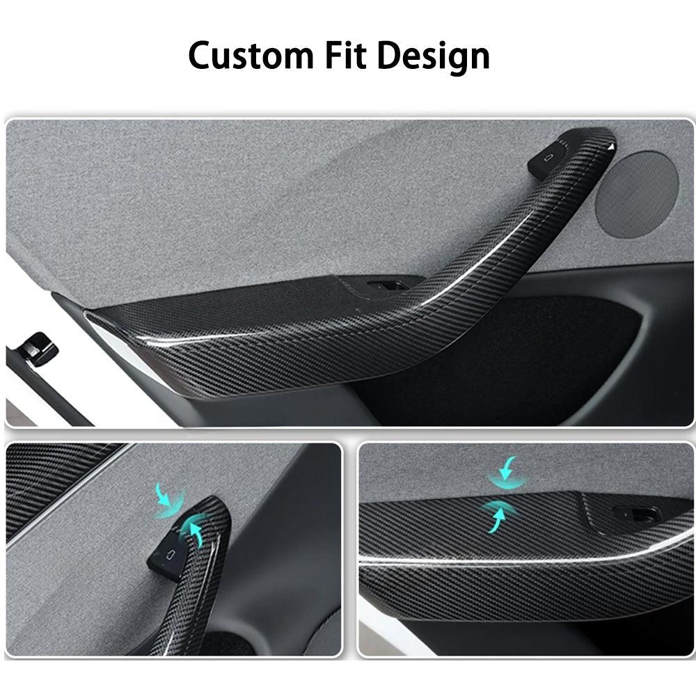 High-Quality Carbon Fiber Door Armrest Covers Set for Tesla Model 3 - Front and Rear Bundle (4 Pieces) - Evooor