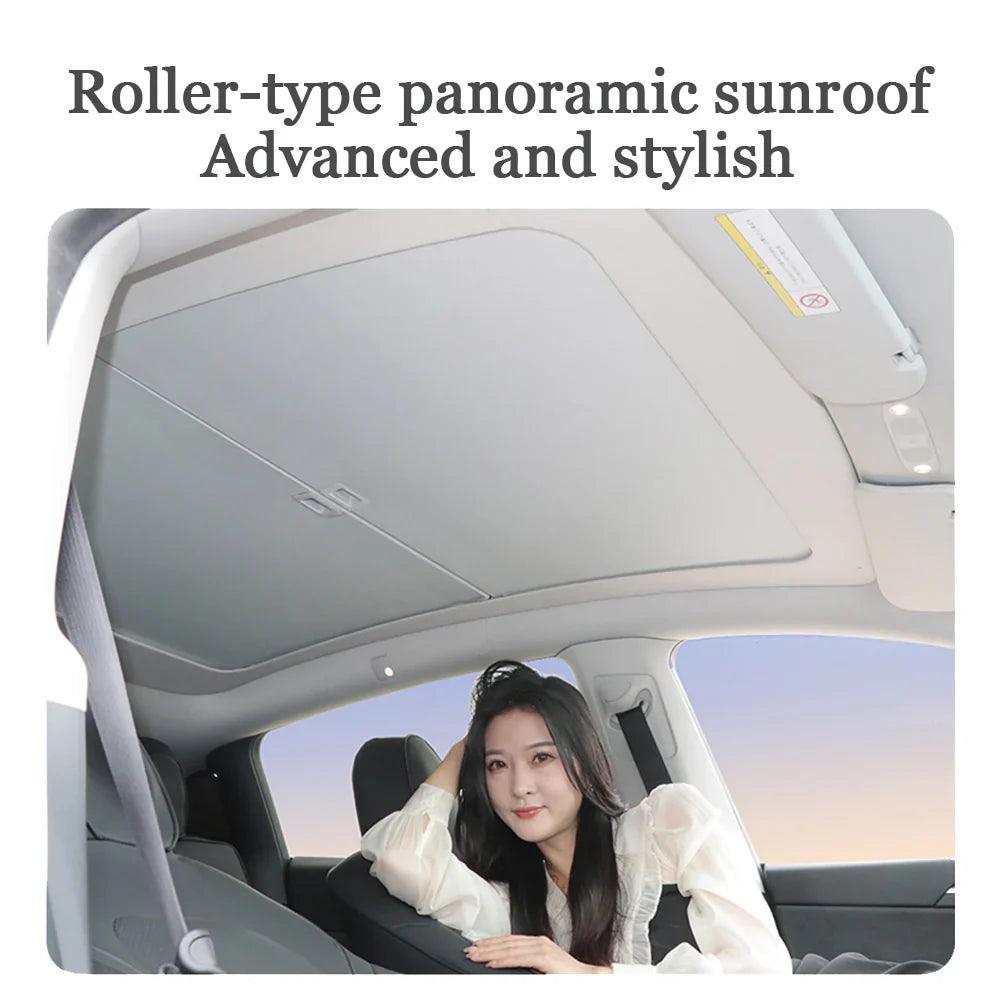 Sunshade Cover for Tesla Model 3/Y - Roll-Up Retractable Canopy with Fabric Design - Evooor