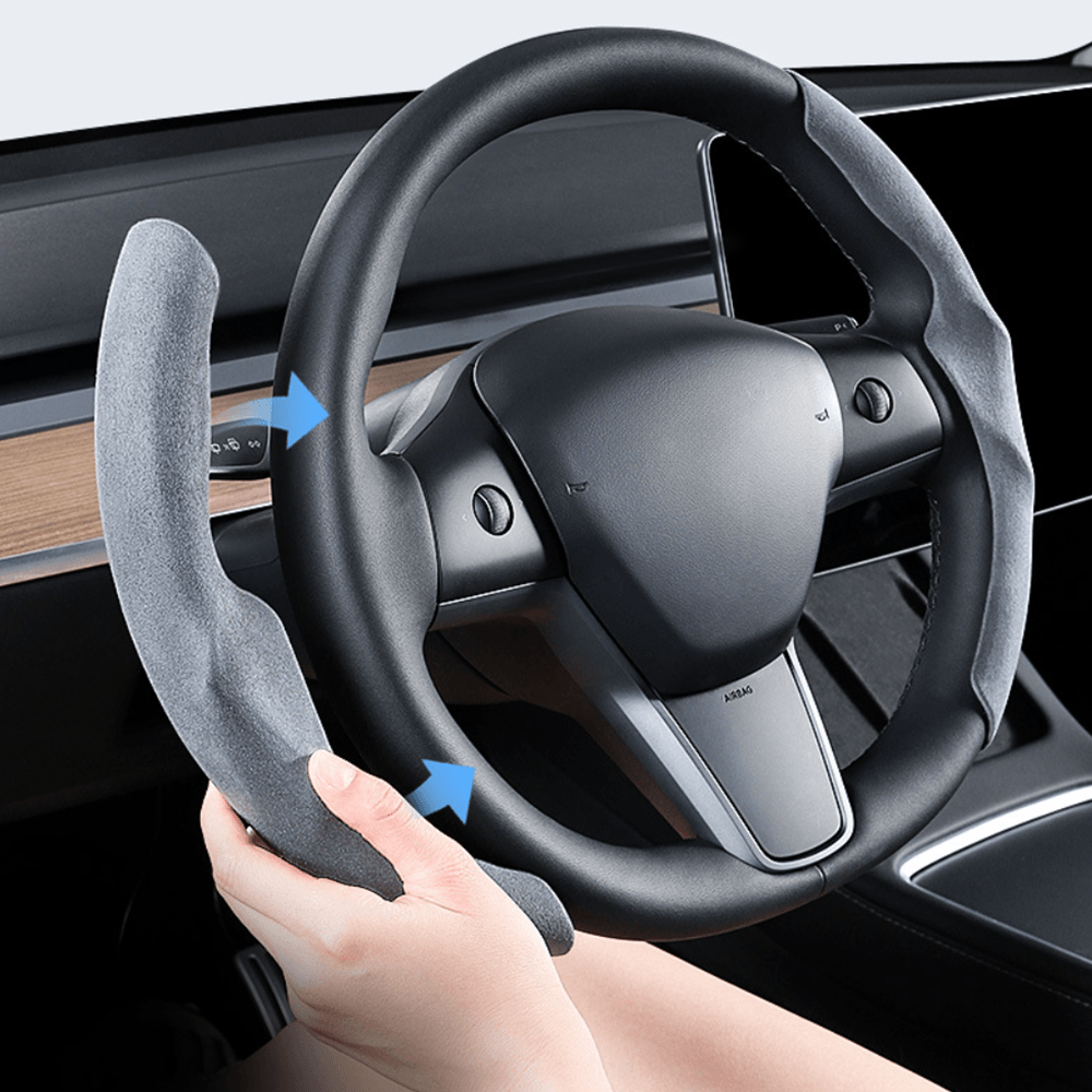 Non-Slip Microfiber Steering Wheel Wrap for Tesla Model 3 SUV 2024+ - Evooor