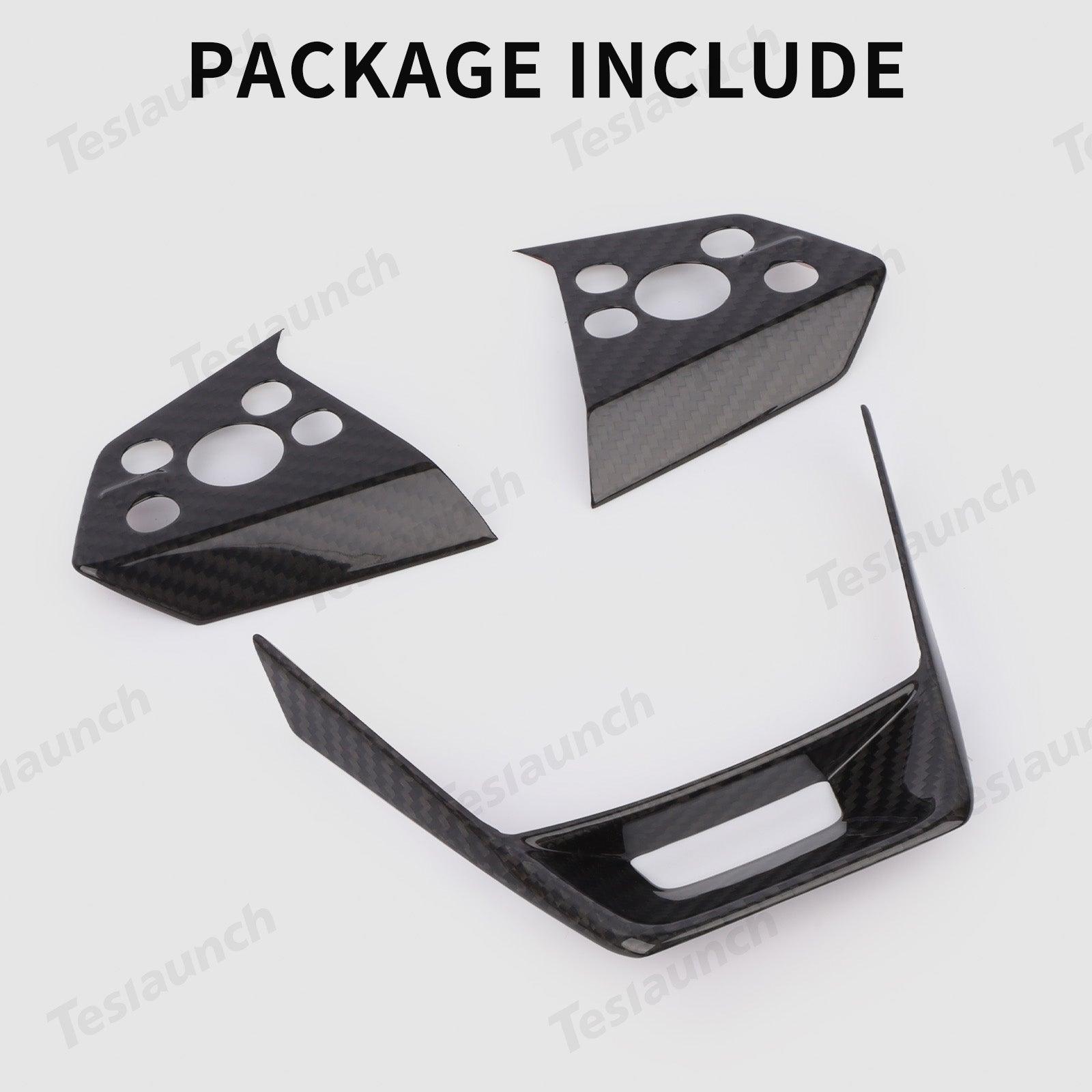 [Real Carbon Fiber] Steering Wheel Panel Covers for Tesla Cybertruck (Set of 3) - Evooor