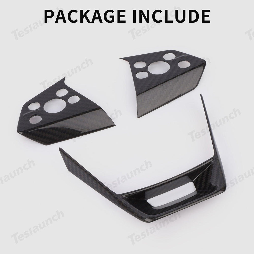 [Real Carbon Fiber] Steering Wheel Panel Covers for Tesla Cybertruck (Set of 3) - Evooor