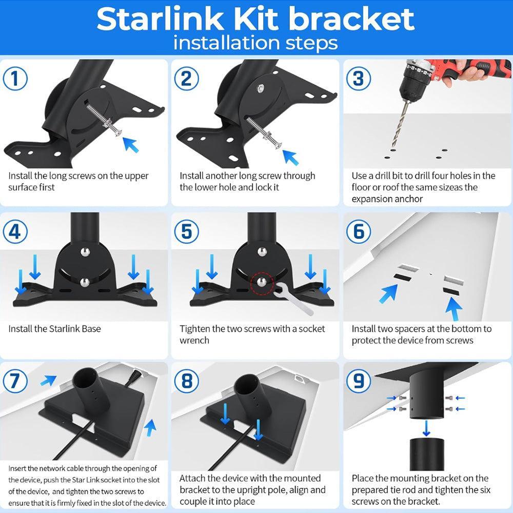 Durable Roof Pole Mount Kit for Starlink Gen 3 Satellite Dish Installation - Evooor
