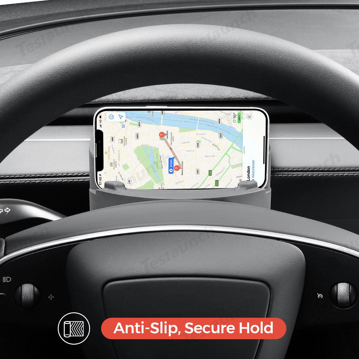 Multi-Function Steering Wheel Phone Mount & Glasses Holder for Tesla Model Y Juniper 2025+ - Evooor