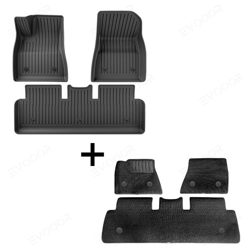 Model 3 Floor Mats All Weather Double Layer Flocking TPE For Tesla(2017-2023) - Evooor