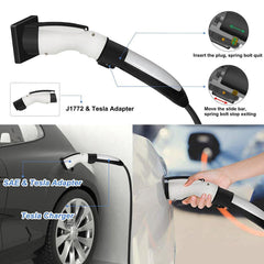 Electric Vehicle Charger Adapter for Tesla Model S/X/3/Y, 40Amp 250V AC, Level 1-2 Charging, IP44 Weatherproof Rated