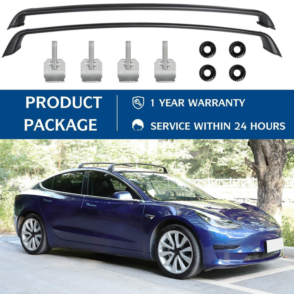 Tesla Model 3/Y Aluminum Roof Rack Cargo Cross Bars (Set of 2) for Tesla(2017-2024) - Evooor