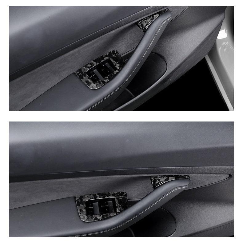 High-Quality Carbon Fiber Door Switch Covers for Tesla Model 3 and Model Y (Set of 12) - Evooor