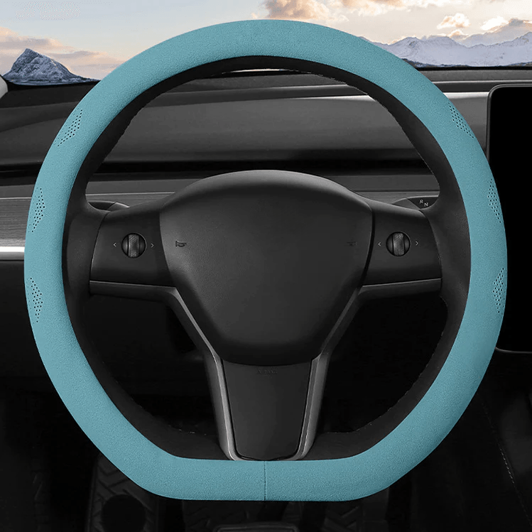 Model 3/Y Alcantara Ultra Thin Sweat Absorbing Steering Wheel Cover for Tesla - Evooor