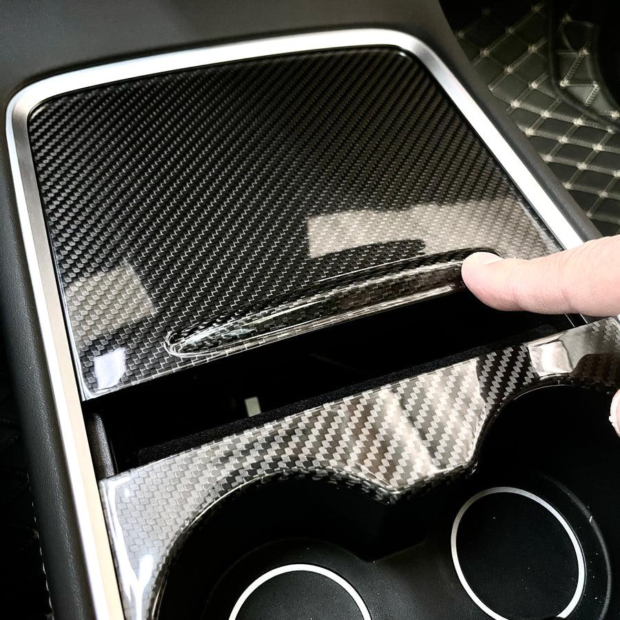 [Real Carbon Fiber] Model 3/Y Center Console Overlays (Gen. 2) for Tesla(2021-2023) - Evooor