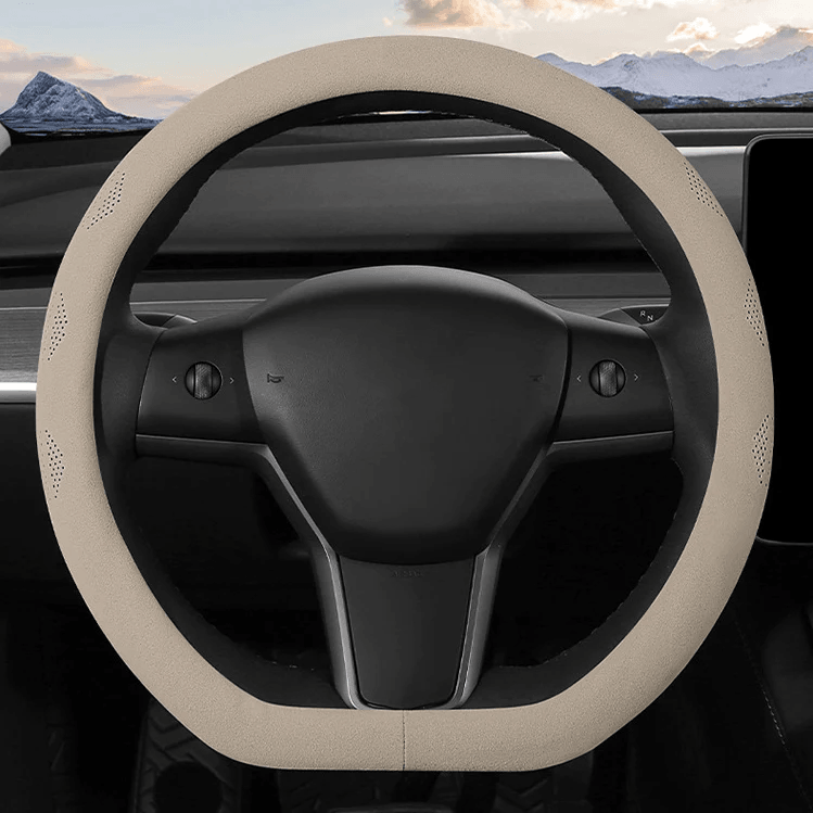 Model 3/Y Alcantara Ultra Thin Sweat Absorbing Steering Wheel Cover for Tesla - Evooor