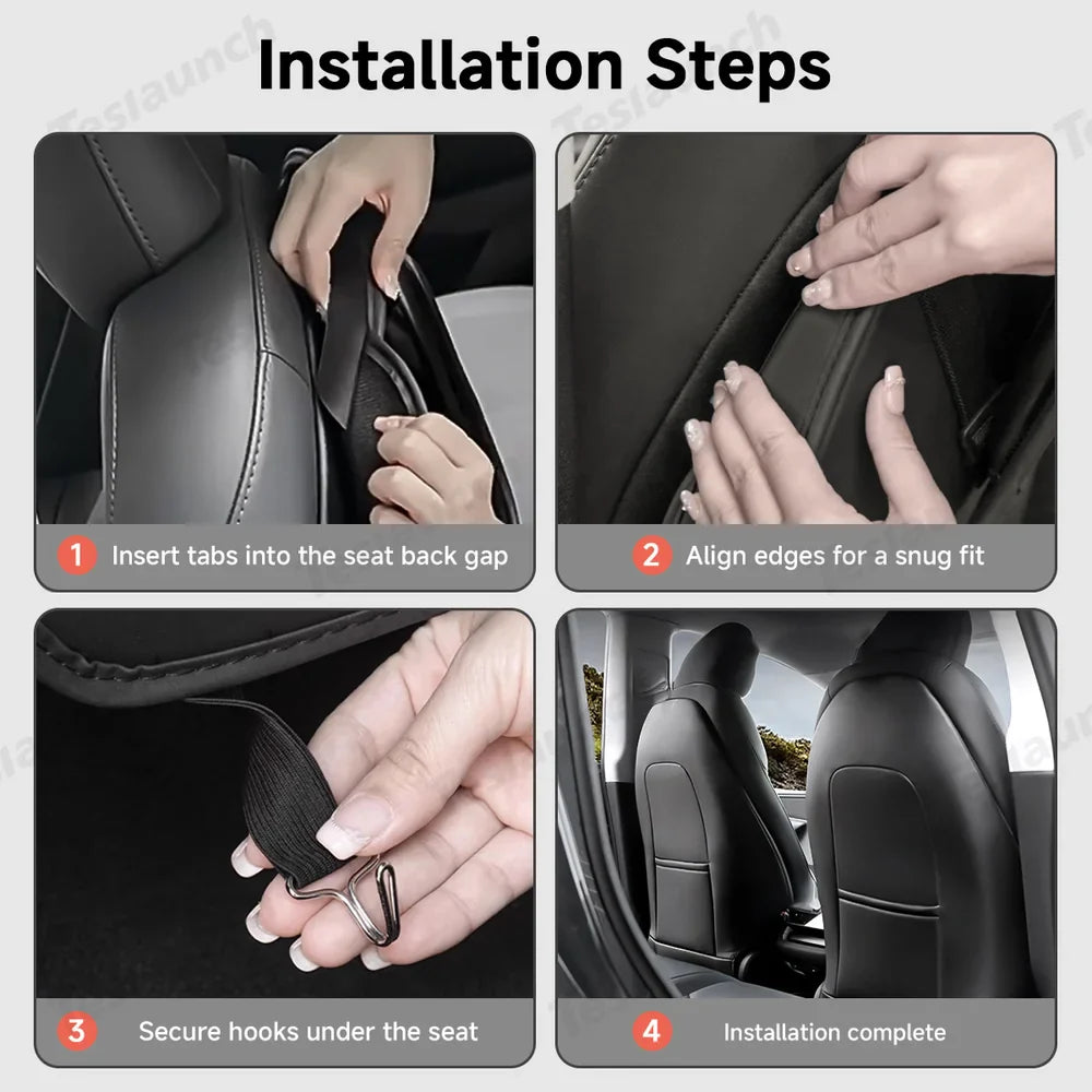 Leather Kick Mat Seat Back Protector for Tesla Model Y Juniper 2025+ - Evooor