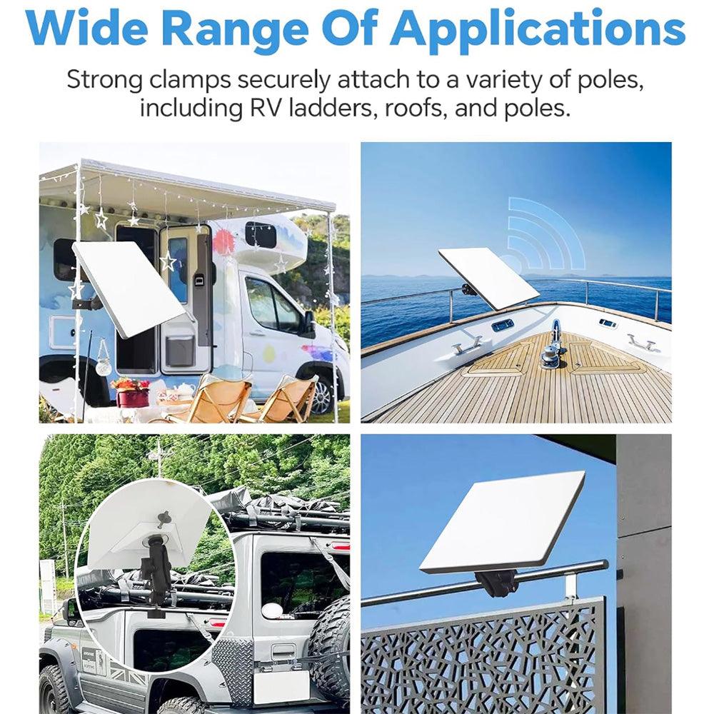 Universal Adjustable Clamp Mount for Satellite Dishes - Compatible with Starlink Mini Dish - Evooor