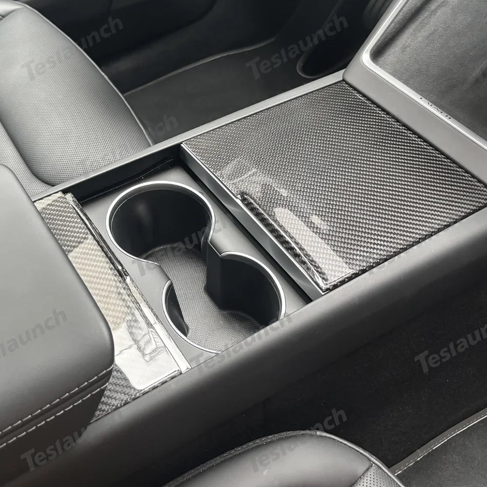 High-Quality Carbon Fiber Center Console Panel Upgrade for Tesla Model Y - Enhance Your Juniper 2025+ EV Experience - Evooor