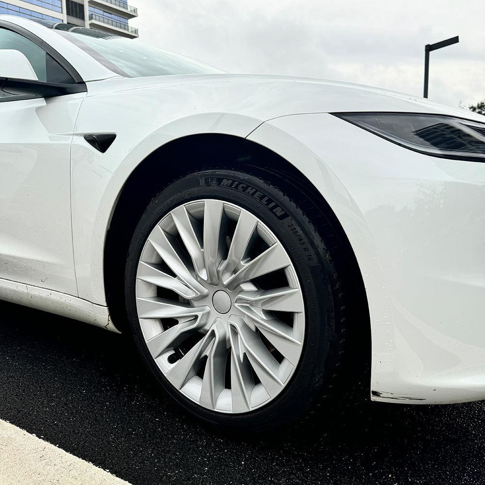 Nova Style Wheel Hubcaps (Set of 4) for Tesla 2024+ Model 3 Highland 18'' Photon Wheels (Inspired by 19'' Nova Wheels) - Evooor