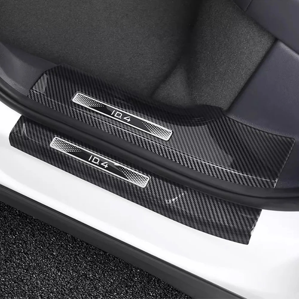 Leather Carbon Fiber Texture Door Sill For VW ID.4 2021-2025 - Evooor
