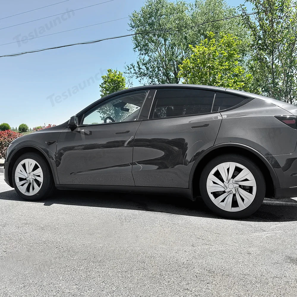 Set of 4 High-Quality 19'' Crossflow Wheel Covers Compatible with Tesla Model Y 2025+ - Sleek Helix 2.0 Design - Evooor