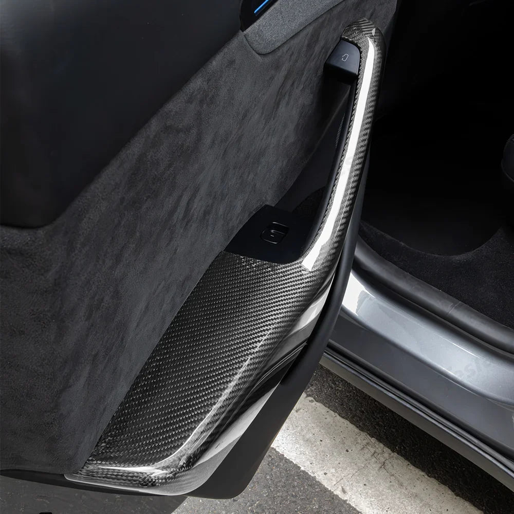 High-Quality Carbon Fiber Armrest Trims for Tesla Model Y Juniper 2025+ (Set of 4) - Evooor