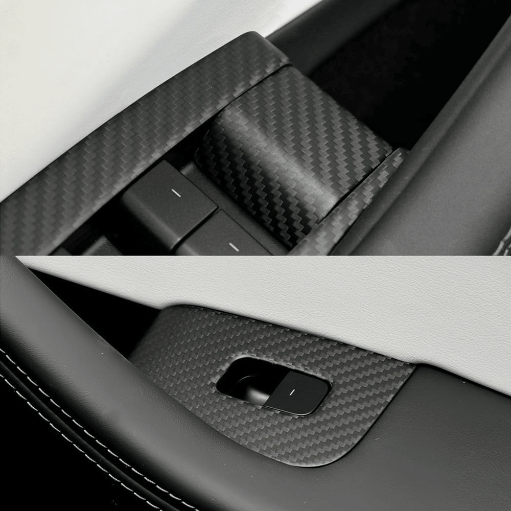 Highland 2024+ Tesla Model 3 Carbon Fiber Window Switch Cover Trim Set (10 Pieces) - Evooor