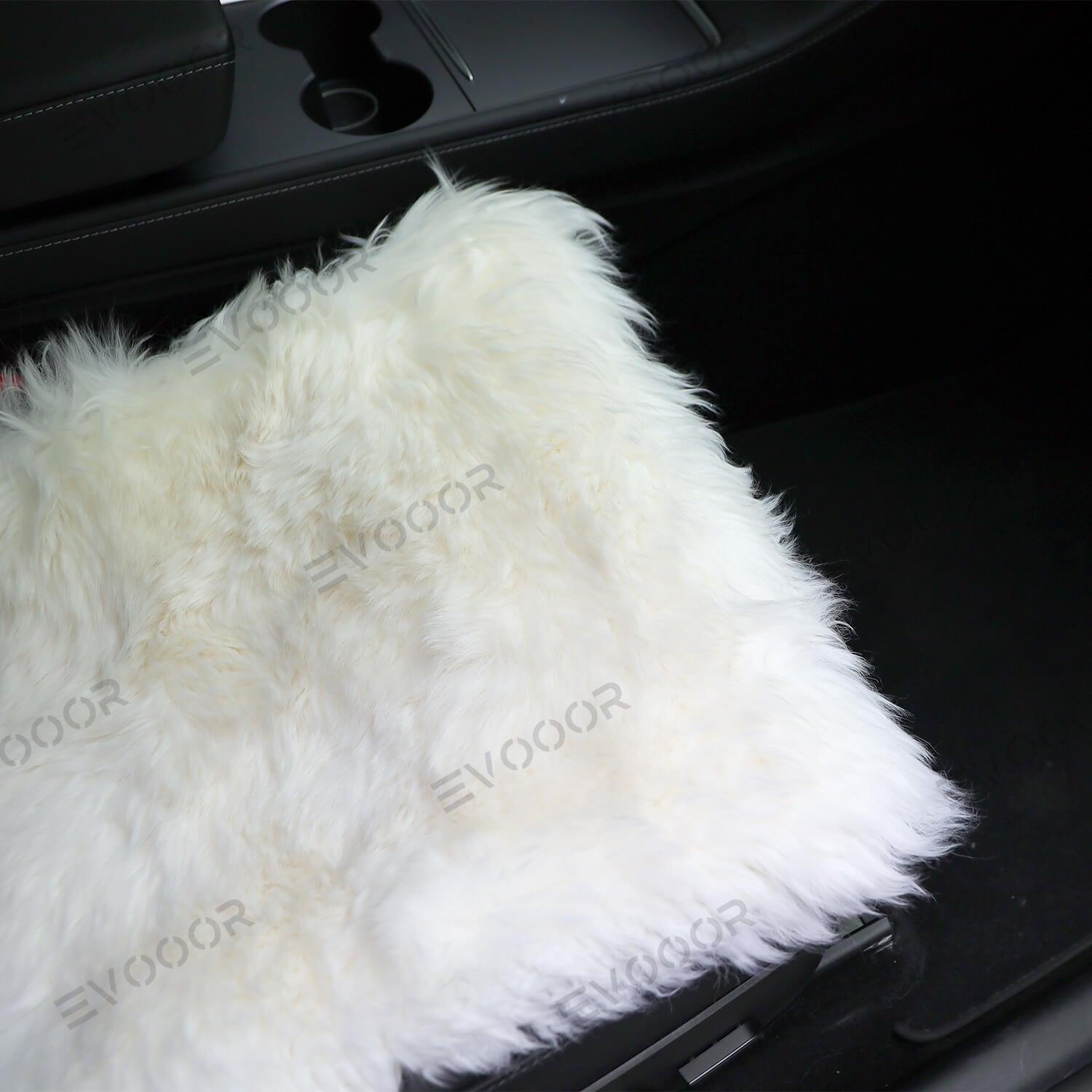 Faux Sheepskin Front Seat Covers Black/White For Tesla Model S/X/3/Y (2012-2023) 2PCS - Evooor