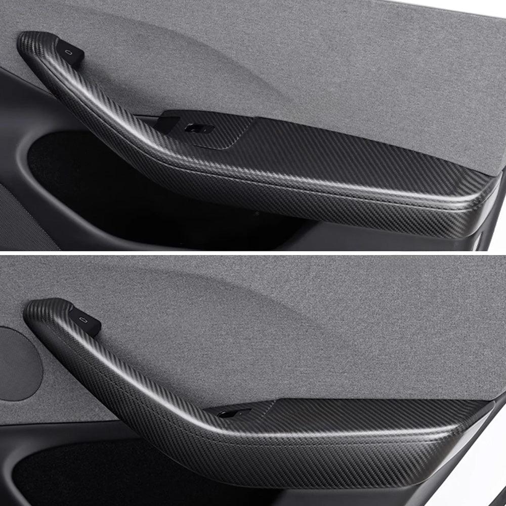 High-Quality Carbon Fiber Door Armrest Covers Set for Tesla Model 3 - Front and Rear Bundle (4 Pieces) - Evooor